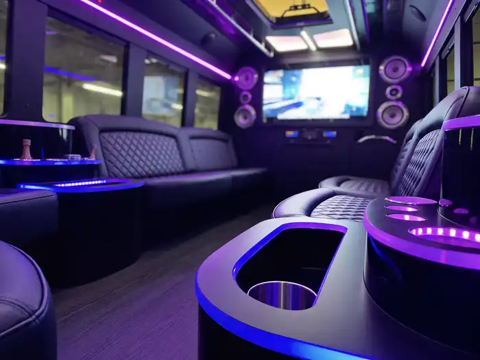25 passenger party bus inside
